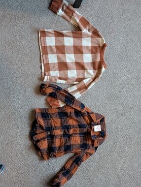 Boys 2T Orange Plaid Sweater And Button Down